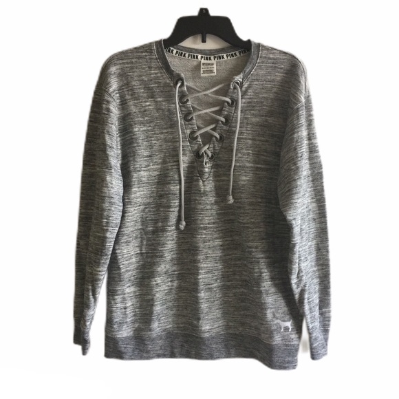 PINK Victoria's Secret Tops - Victoria’s Secret Pink lace-up pullover sweatshirt